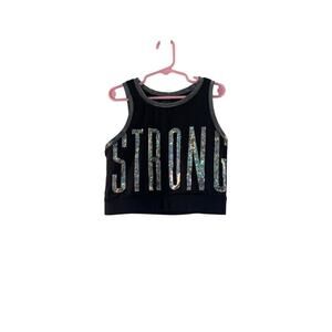 JUSTICE ACTIVE Girl’s Black/Silver STRONG Sports Bra / Size: Large 14
